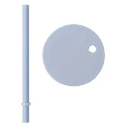 Design Letters straw with lid, light Blue New