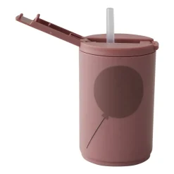 Design Letters thermos mug with straw 33 cl, Ash rose Pink Clearance