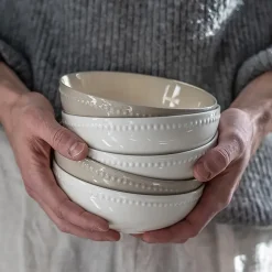 Scandi Living Dots breakfast bowl 60 cl 4-pack, Creamy White Sale