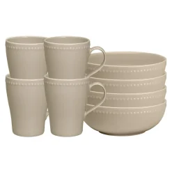 Scandi Living Dots breakfast bowl 60 cl 4-pack, Beige New