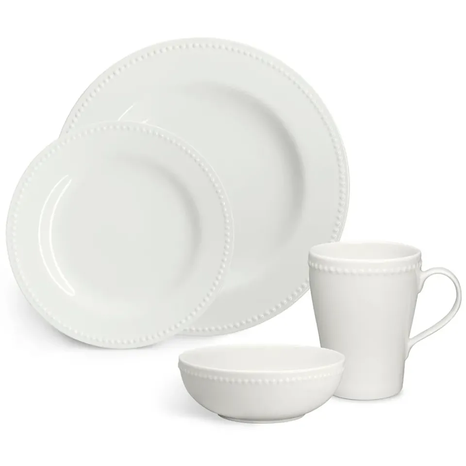Scandi Living Dots small plate 22 cm 4-pack, Creamy White Clearance
