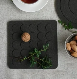 Born In Sweden Dots square trivet 20x20 cm, Black Clearance