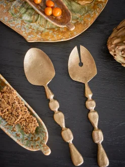 Bloomingville Edi salad servers 2-piece, Brass Gold-coloured