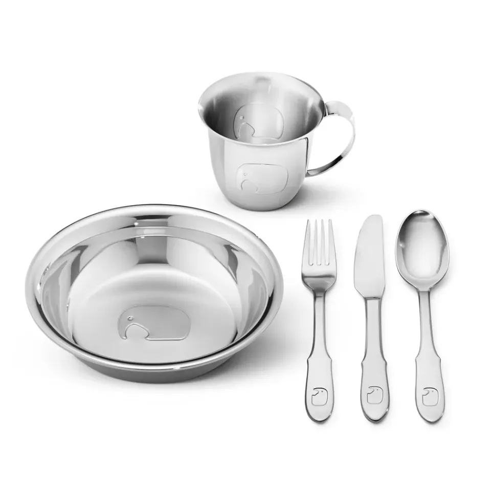 Georg Jensen Elephant children's service, 5 pieces Silver-coloured Outlet