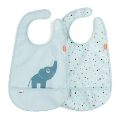 Done by deer Elphee bib with velcro 2-pack, Blue New