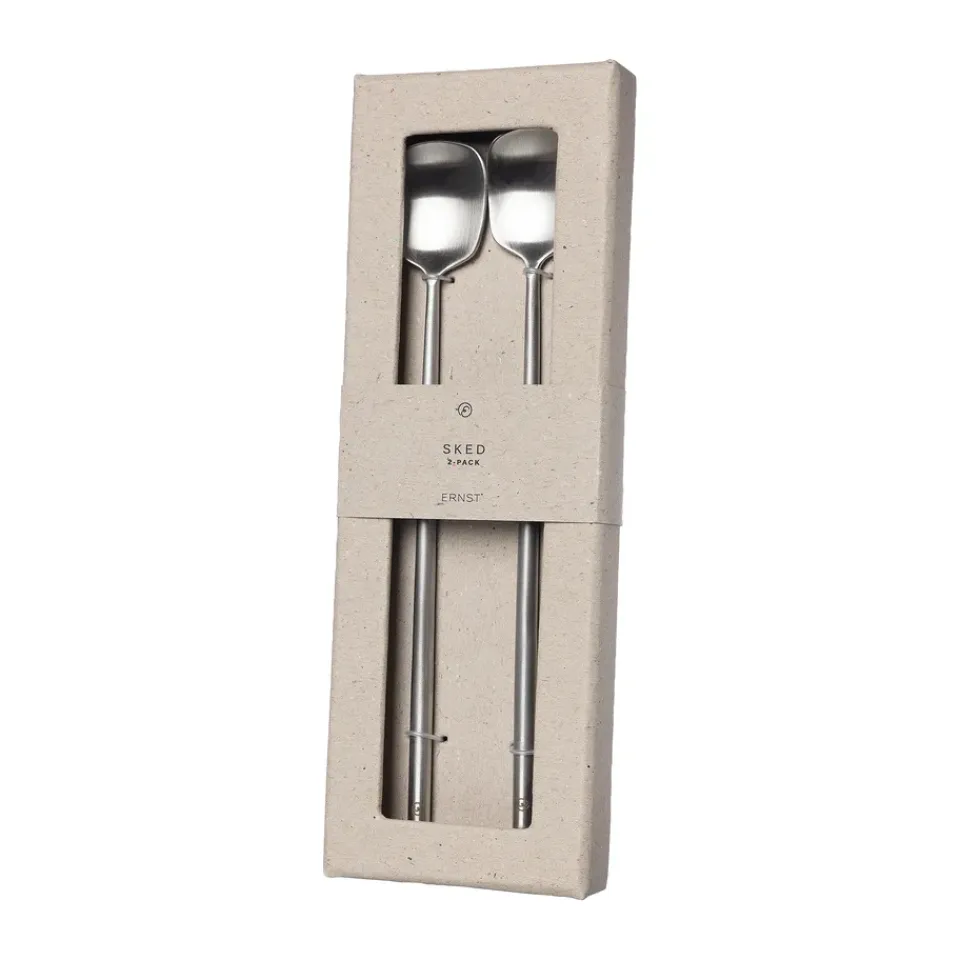 ERNST long drink spoon 2-pack, Stainless steel Silver-coloured New