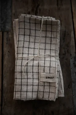ERNST napkin 2 pack checked 40x40 cm, Black- Beige