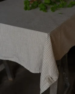 ERNST tablecloth narrow stripes 145x300 cm, Beige-white BeigeWhite