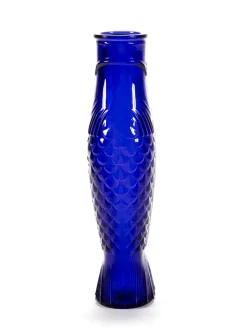 Serax Fish & Fish glass bottle 85 cl, Cobalt Blue
