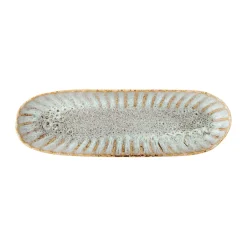 Bloomingville Fleur serving plate 12x37.5 cm, Natural BeigeGreen New