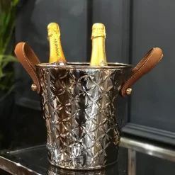 Culinary Concepts French Fleur wine cooler with leather handle, Stainless steel Silver-coloured Clearance