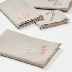 Broste Copenhagen Fryd fabric napkins 45x45 cm 4 pieces, Light warm grey-beige GreyBeige Discount