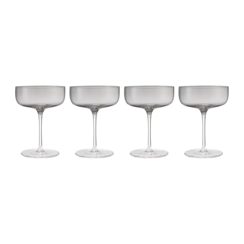 Blomus Fuumi champagne glass Coupe 28 cl 4-pack, Smoke-clear Grey
