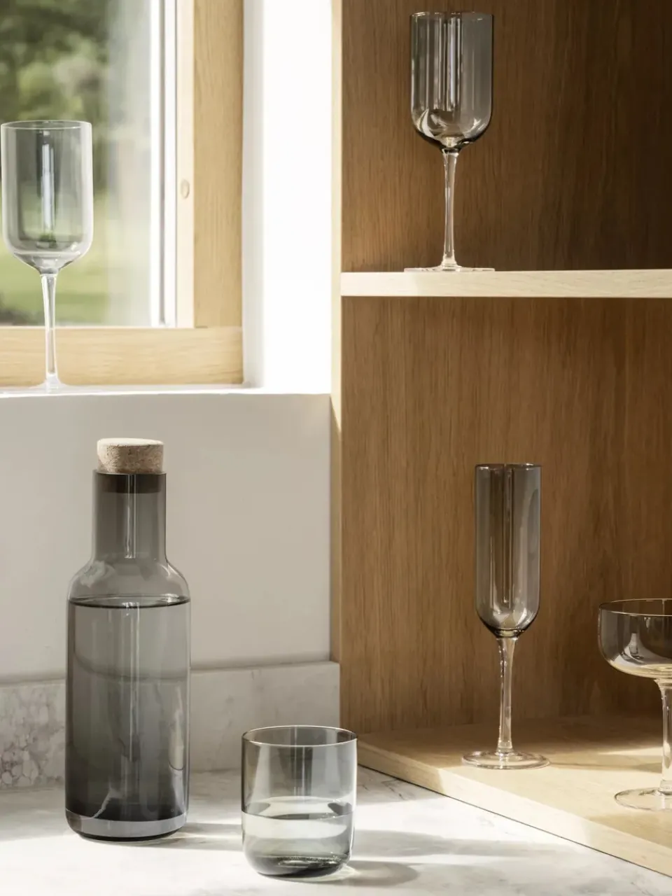 Blomus Fuumi champagne glass Coupe 28 cl 4-pack, Smoke-clear Grey