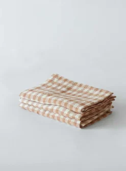 Tell Me More Gingham checkered linen napkin 45x45 cm, Biscuit RedWhite Online