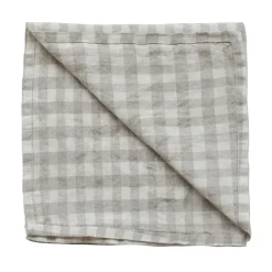 Tell Me More Gingham checkered linen napkin 45x45 cm, Natural WhiteBeige Discount