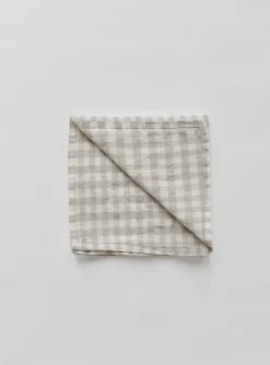 Tell Me More Gingham checkered linen napkin 45x45 cm, Natural WhiteBeige Discount