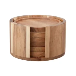 Dorre Gota coaster Ø10 cm 6-pack, Acacia BeigeBrown Online