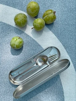 Kay Bojesen Grand Prix cutlery travel kit 3 pieces, Matte steel Silver-coloured
