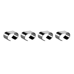 Aida Groovy napkin ring 4-pack, Stainless steel Silver-coloured Best