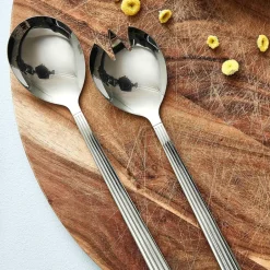 Aida Groovy salad set 2 pieces, stainless steel Silver-coloured Hot