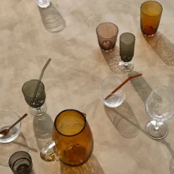 Broste Copenhagen Hammered drinking glass 33.5 cl, Brown Discount