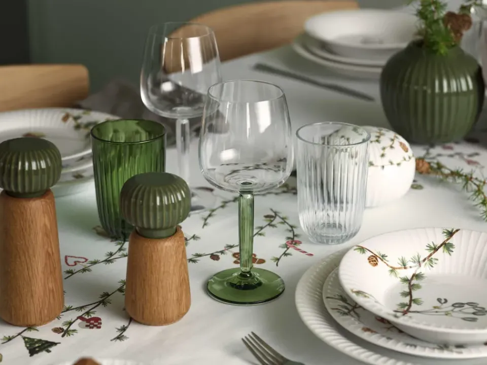 Kähler Hammershøi red wine glass 49 cl 2-pack, Clear- Green Clearance