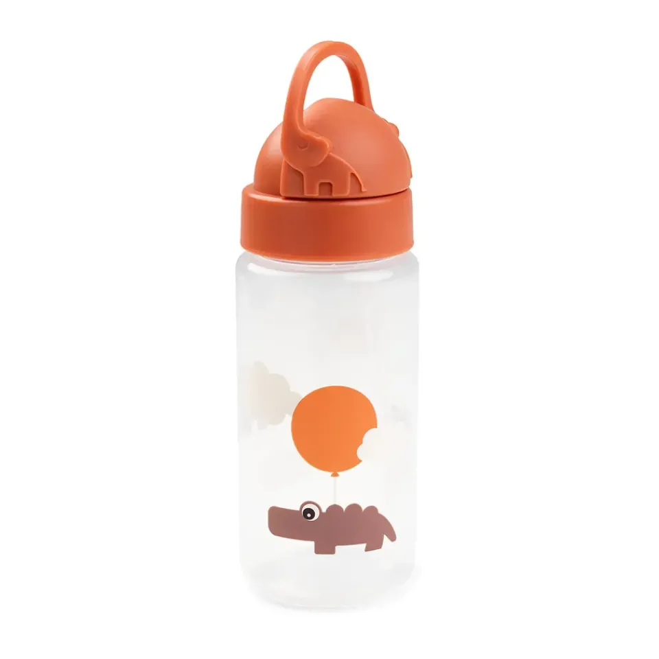 Done by deer Happy Clouds bottle with straw, Papaya Red Best