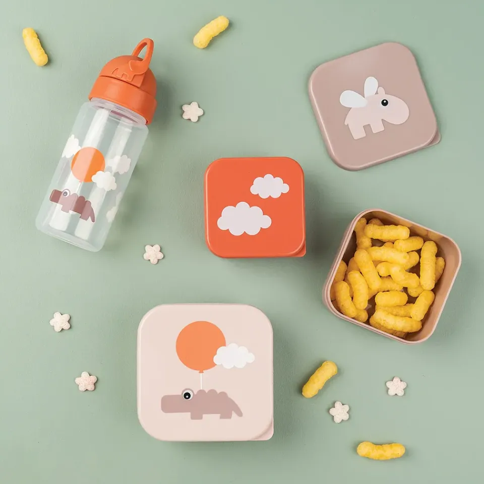 Done by deer Happy Clouds bottle with straw, Papaya Red Best