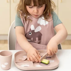 Done by deer Happy Clouds foodie children's plate 18x22 cm, Powder Beige Clearance