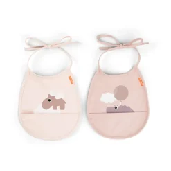 Done by deer Happy Clouds Tiny bib 2-pack, Powder Beige Best