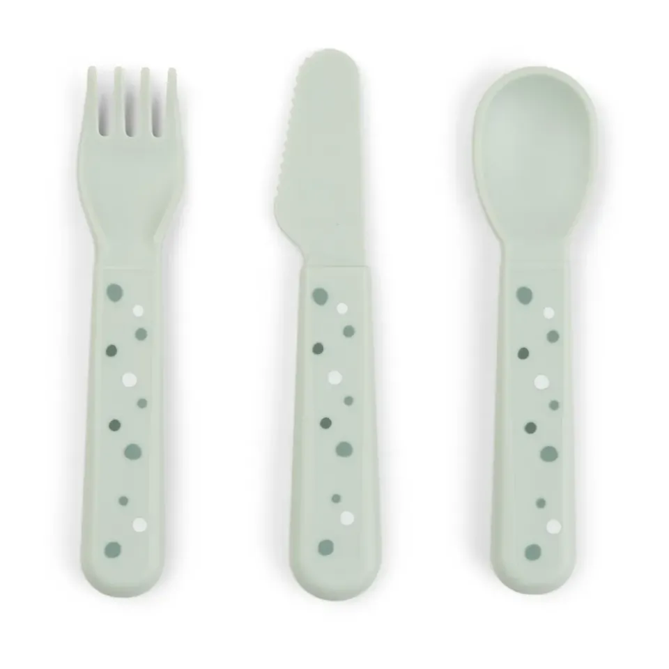 Done by deer Happy Dots foodie cutlery set 3 pieces, Green Hot