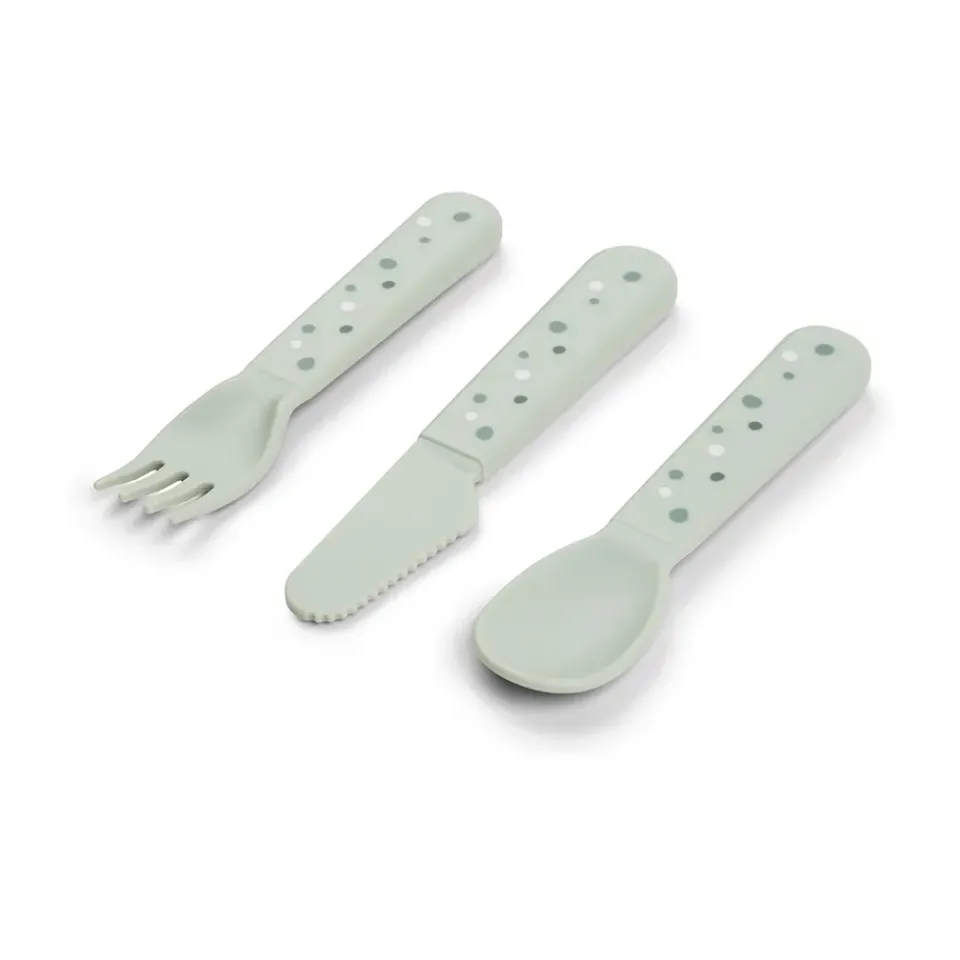 Done by deer Happy Dots foodie cutlery set 3 pieces, Green Hot