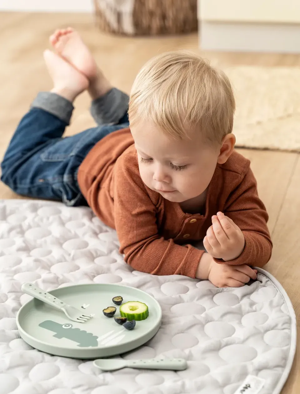 Done by deer Happy Dots foodie cutlery set 3 pieces, Green Hot