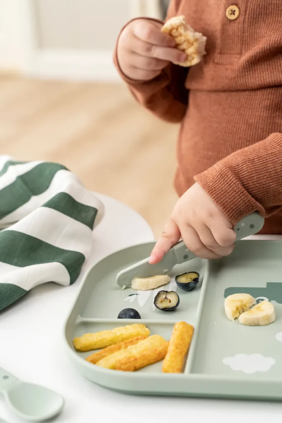 Done by deer Happy Dots foodie cutlery set 3 pieces, Green Hot