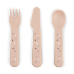Done by deer Happy Dots foodie cutlery set 3 pieces, Powder Beige Outlet