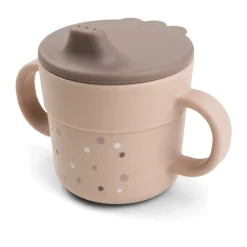 Done by deer Happy Dots foodie sippy cup 21.5 cl, Powder Beige New