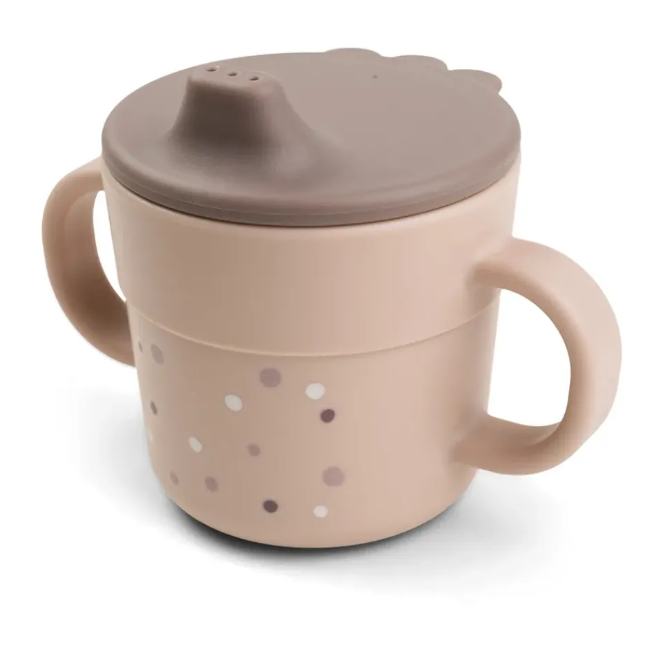 Done by deer Happy Dots foodie sippy cup 21.5 cl, Powder Beige New
