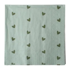 DBKD Heart paper napkin 33x33 cm 20-pack, Green Sale