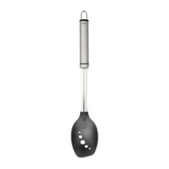 Heirol Steely perforated serving spoon nylon head, Black-stainless steel BlackSilver-coloured Hot
