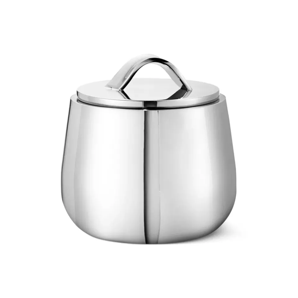 Georg Jensen Helix sugar bowl with lid, Stainless steel Silver-coloured Clearance
