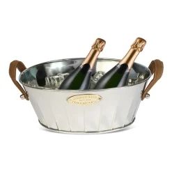 Culinary Concepts Heritage champagne cooler with leather handle, 30 cm Silver-coloured Sale