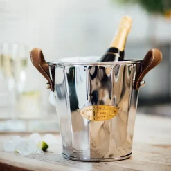Culinary Concepts Heritage wine cooler with leather handle, 23 cm Silver-coloured Sale