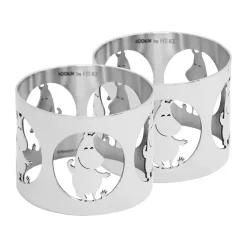 Hilke Collection Hilke X Moomin Napkin Rings Moomintroll 2-pack, Nickel-plated brass Silver-coloured Clearance