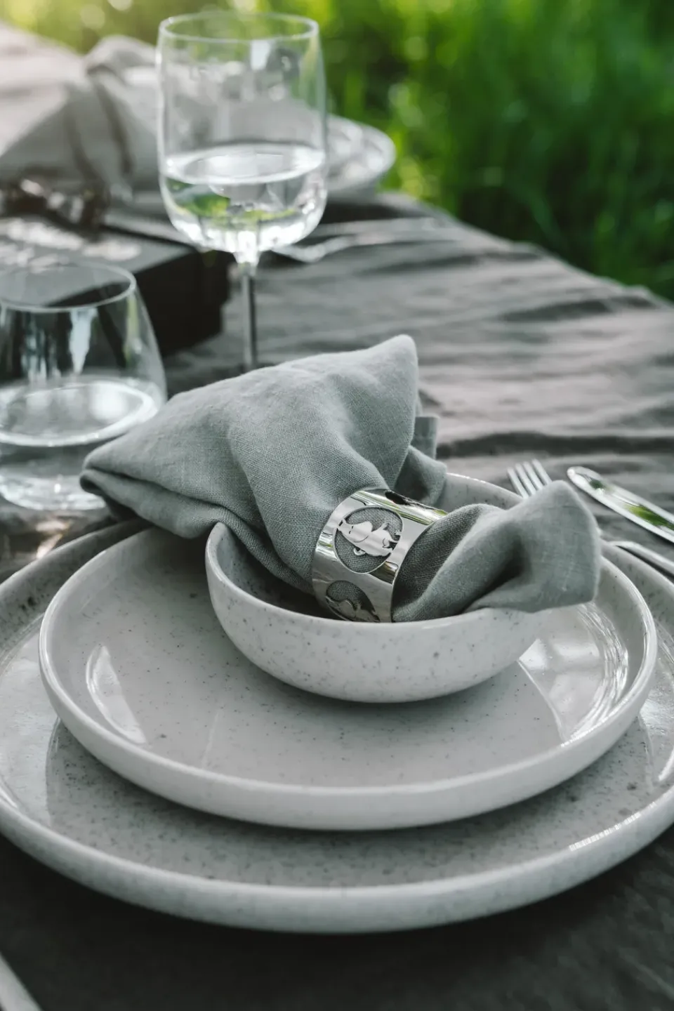 Hilke Collection Hilke X Moomin Napkin Rings Moomintroll 2-pack, Nickel-plated brass Silver-coloured Clearance