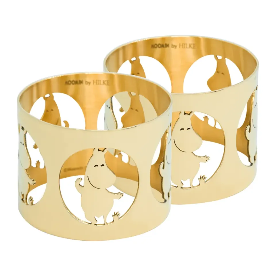 Hilke Collection Hilke X Moomin Napkin Rings Moomintroll 2-pack, Brass Gold-coloured Hot
