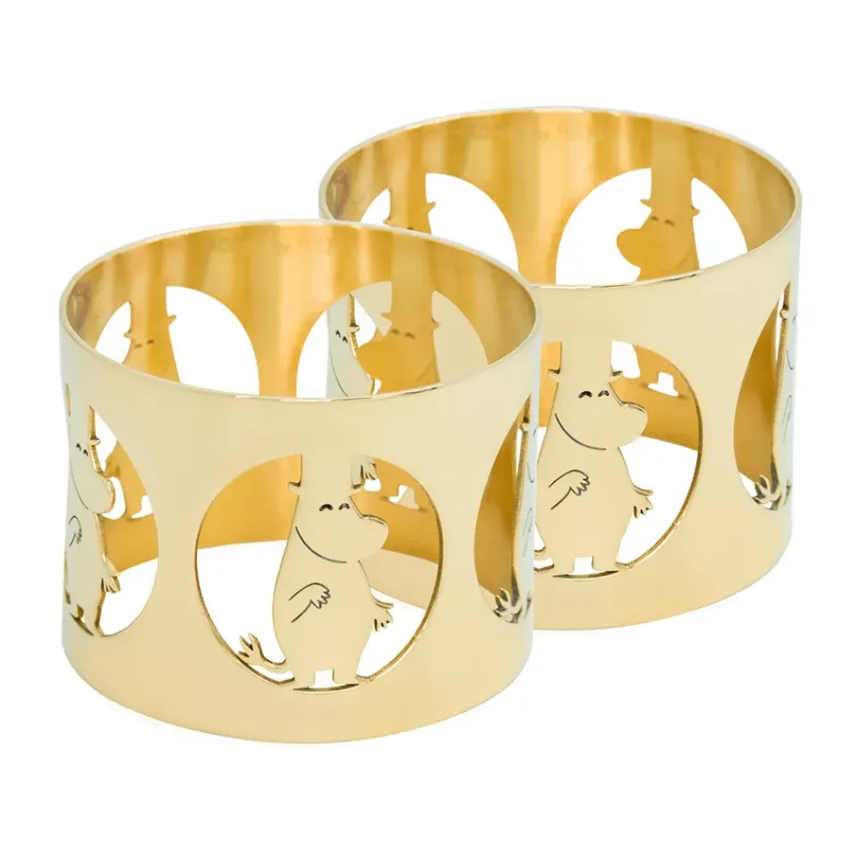 Hilke Collection Hilke X Moomin napkin rings Moominpappa 2-pack, Nickel-plated brass Gold-coloured Sale