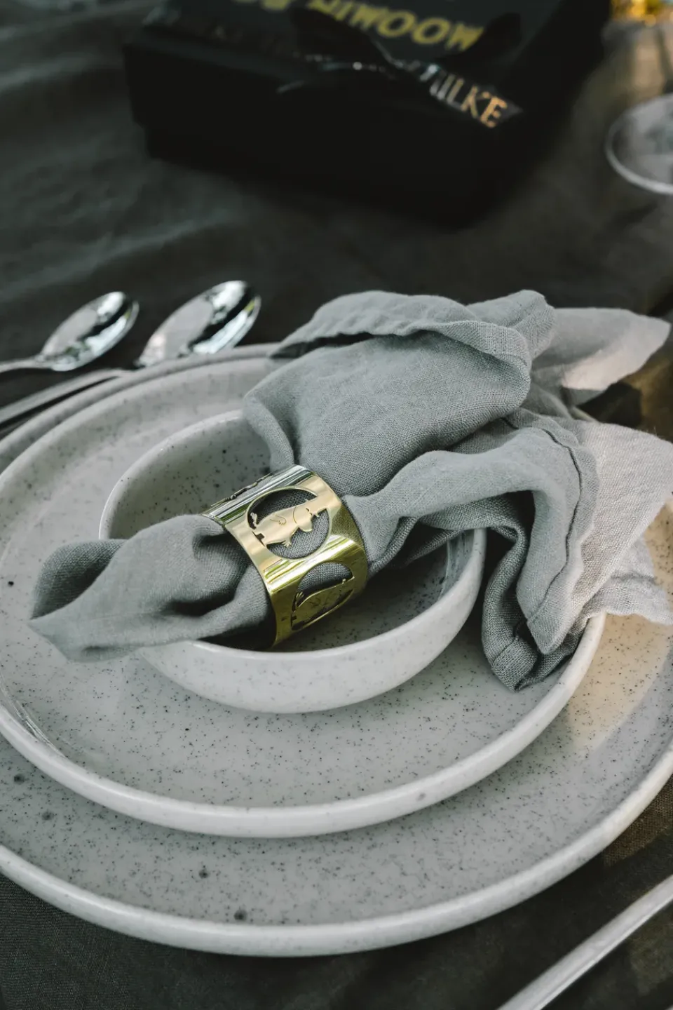 Hilke Collection Hilke X Moomin napkin rings Moominpappa 2-pack, Nickel-plated brass Gold-coloured Sale