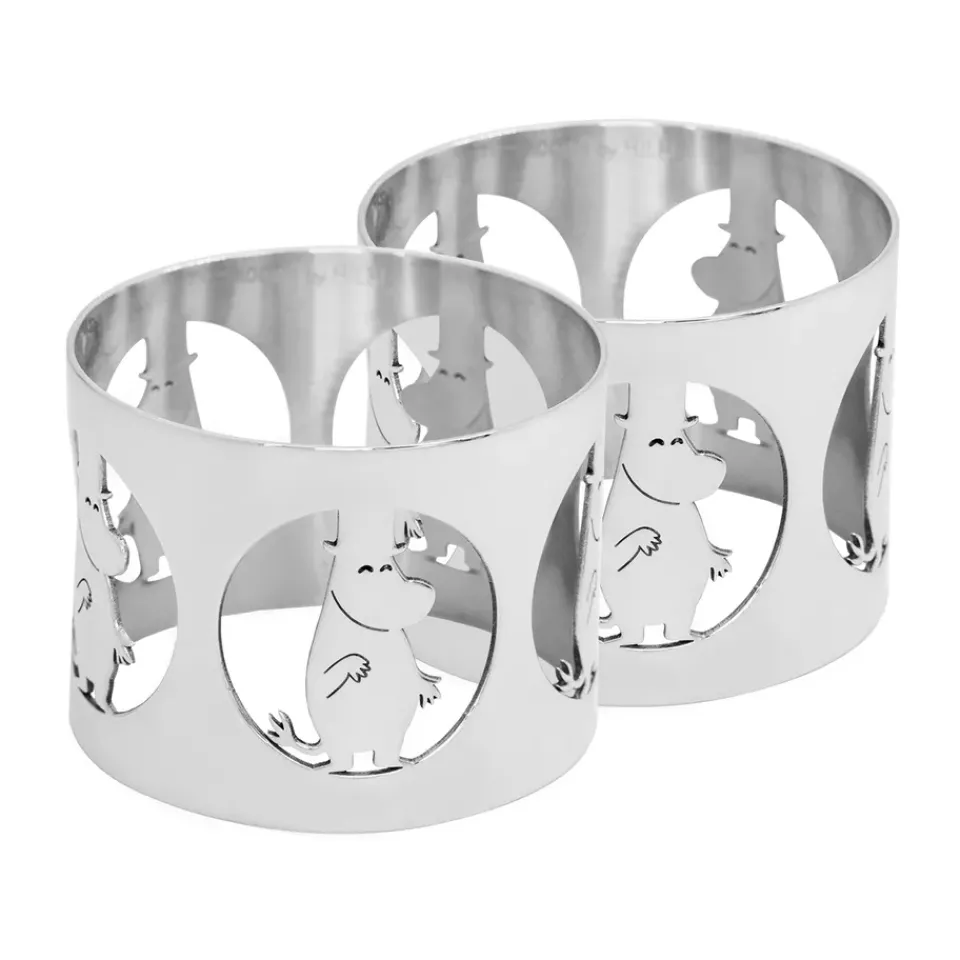Hilke Collection Hilke X Moomin napkin rings Moominpappa 2-pack, Brass Silver-coloured Clearance