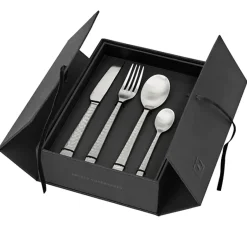 Broste Copenhagen Hune cutlery 16 pcs, Brushed satin hammered Silver-coloured Sale